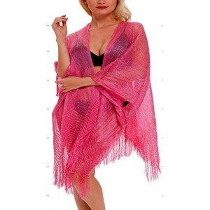 NWT Pink/Silver Kimono Sheer Beach Cover-up